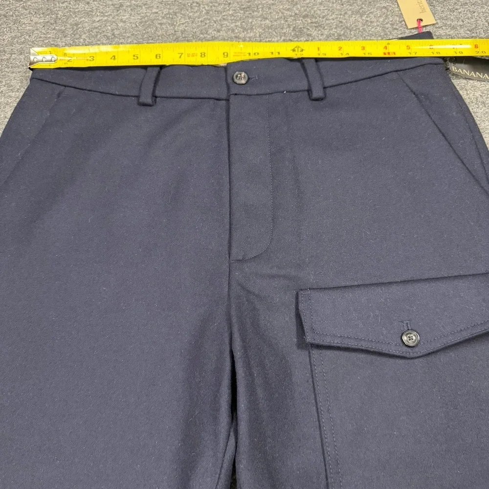 Banana Republic Trooper Fit Pants Men 34X32 Blue Wool Relaxed Crop Taper Relaxed